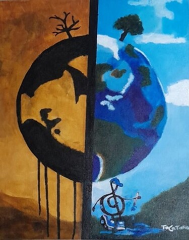 Painting titled "Salve o Planeta" by Elton Coutinho Gonçalves, Original Artwork, Acrylic