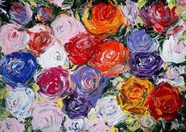 Painting titled "Roses" by Elva Polyakova, Original Artwork, Acrylic