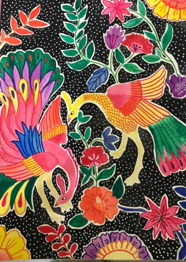 Peinture intitulée "The batik pattern" par Elverina Hidayat, Œuvre d'art originale, Aquarelle