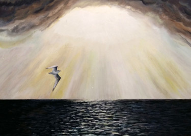 Painting titled "Sea. Gull. Composit…" by Victor Vinogradov, Original Artwork, Oil