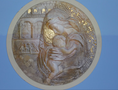 Pittura intitolato "Madonna col bambino" da Elvio Marchionni, Opera d'arte originale, Mosaico