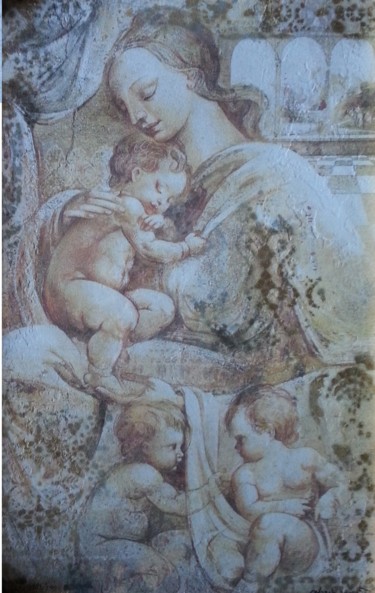 Painting titled "La maternità" by Elvio Marchionni, Original Artwork, Screenprinting