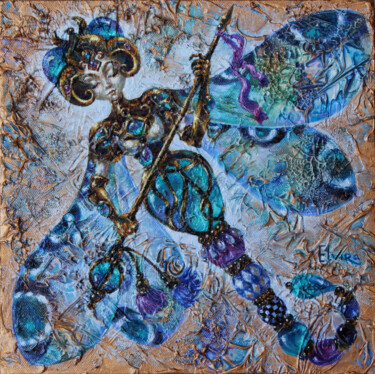 Painting titled "Dragonfly-Warrior" by Elvira Baranova, Original Artwork, Acrylic