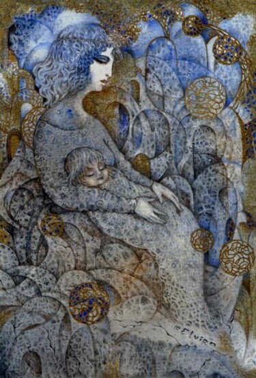 Картина под названием "Mother and Child" - Elvira Baranova, Подлинное произведение искусства, Другой