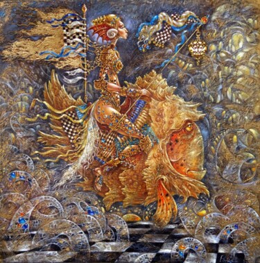 Painting titled "Twilight Warrior" by Elvira Baranova, Original Artwork, Oil