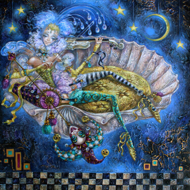Pittura intitolato "Moonlight Melody" da Elvira Baranova, Opera d'arte originale, Olio