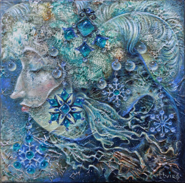 Pittura intitolato "Snow-Fish" da Elvira Baranova, Opera d'arte originale, Acrilico