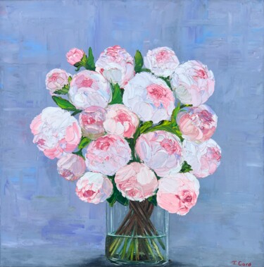 Pittura intitolato "Pink Peonies" da Elvira Gord, Opera d'arte originale, Olio Montato su Telaio per barella in legno