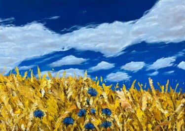 Painting titled "Golden Rye" by Elvira Gord, Original Artwork, Oil Mounted on Wood Stretcher frame