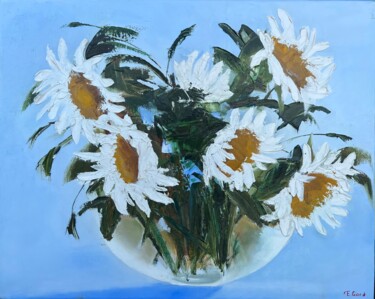 Painting titled "Summer bouquet of d…" by Elvira Gord, Original Artwork, Oil Mounted on Wood Stretcher frame