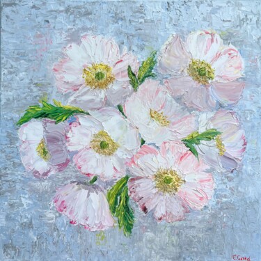 Painting titled "Oriental blooming p…" by Elvira Gord, Original Artwork, Oil Mounted on Wood Stretcher frame