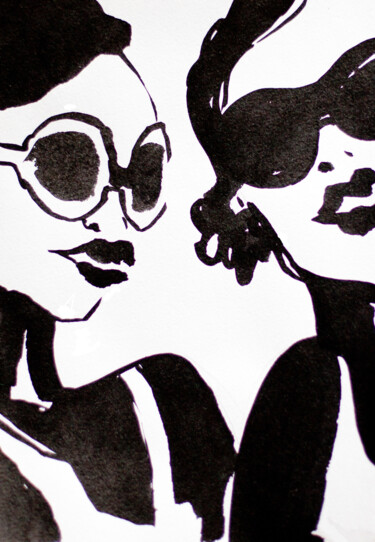 Zeichnungen mit dem Titel "Girls" von Elvira Reshetnikova, Original-Kunstwerk, Tinte