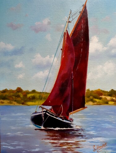 Painting titled "Scarlet sails" by Elvira Sultanova, Original Artwork, Oil