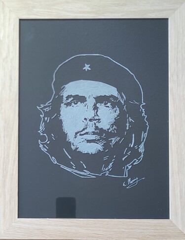Painting titled "Che Guevara gravure" by Elvira Tragaj, Original Artwork, Graphite