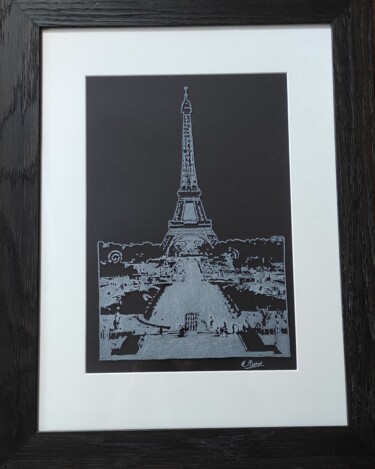 Druckgrafik mit dem Titel "La tour Eiffel" von Elvira Tragaj, Original-Kunstwerk, Gravur
