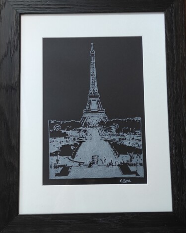 Estampas & grabados titulada "La tour Eiffel" por Elvira Tragaj, Obra de arte original, Grabado