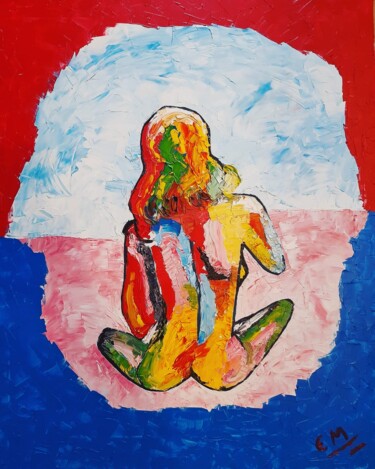 Painting titled "Femme nue" by Elvira Tragaj, Original Artwork, Oil