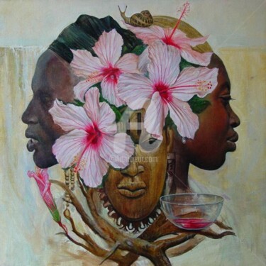 Painting titled "Mascaras" by Elvira Arkan, Original Artwork