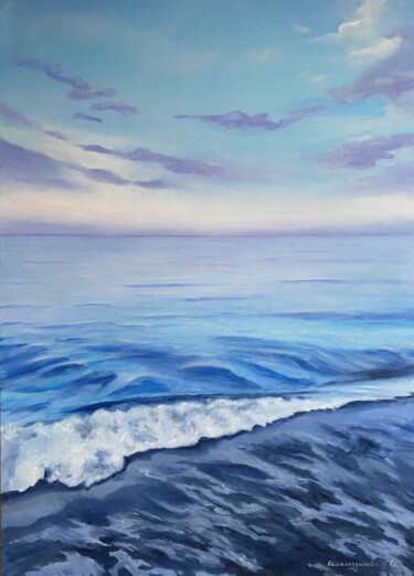 Painting titled "Blue silence" by Elvira Kamaletdinova, Original Artwork, Oil
