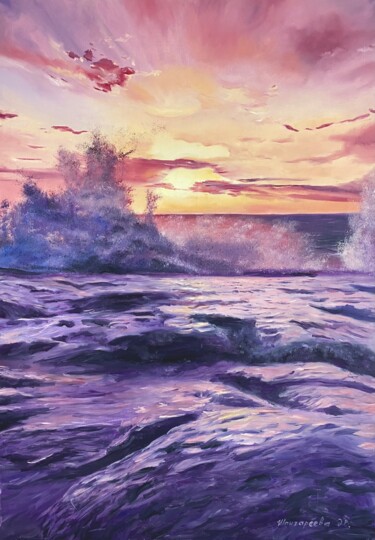 Painting titled "Ocean" by Elvira Kamaletdinova, Original Artwork, Oil