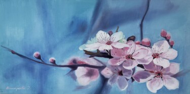 Картина под названием "Apple tree in bloom" - Elvira Kamaletdinova, Подлинное произведение искусства, Масло