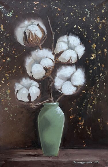 Peinture intitulée "Cotton flower" par Elvira Kamaletdinova, Œuvre d'art originale, Huile