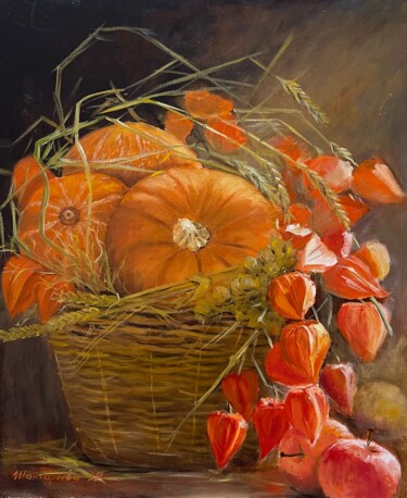 Pittura intitolato "Autumn still life" da Elvira Kamaletdinova, Opera d'arte originale, Olio