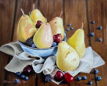 「Pears」というタイトルの絵画 Elvira Kamaletdinovaによって, オリジナルのアートワーク, オイル