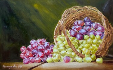 Peinture intitulée "Basket of grapes" par Elvira Kamaletdinova, Œuvre d'art originale, Huile