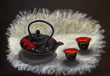 Drawing titled "Chinese tea pot" by Elvira Kamaletdinova, Original Artwork, Pastel