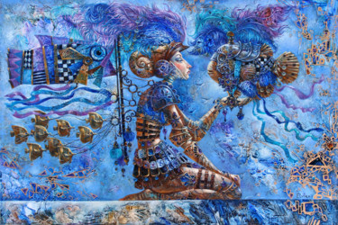 Spirit of Warrior Printmaking titled "Spirit of Warrior" by Elvira Baranova, Original Art, Oil