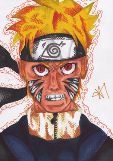 Рисунок под названием "Naruto Uzumaki de N…" - Elvire Lana, Подлинное произведение искусства, Маркер