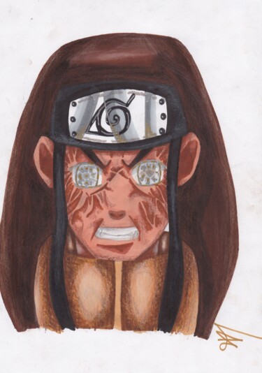 Zeichnungen mit dem Titel "Neji Hyûga de Naruto" von Elvire Lana, Original-Kunstwerk, Marker