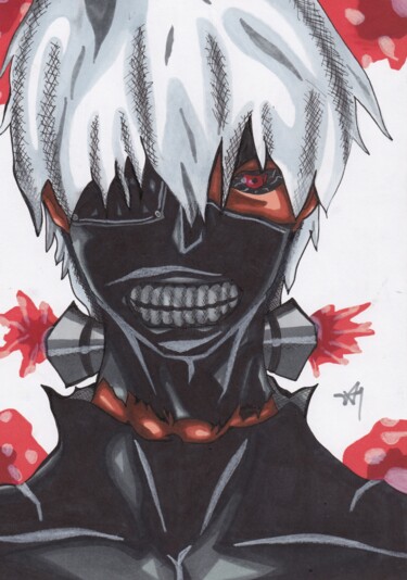 Drawing titled "Ken Kaneki de (Toky…" by Elvire Lana, Original Artwork, Marker