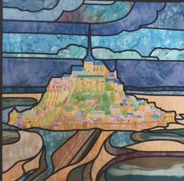 Art textile intitulée "Mont Saint-Michel" par Elwan Gété, Œuvre d'art originale, Patchwork