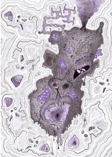 Рисунок под названием "VOICES IN MY HEAD" - Elwe, Подлинное произведение искусства, Карандаш