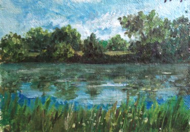 Картина под названием "Река" - Эльвира Басюл, Подлинное произведение искусства, Масло