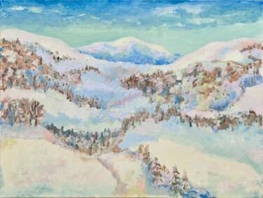 Картина под названием "зима в горах" - Elza Nafikova, Подлинное произведение искусства, Масло