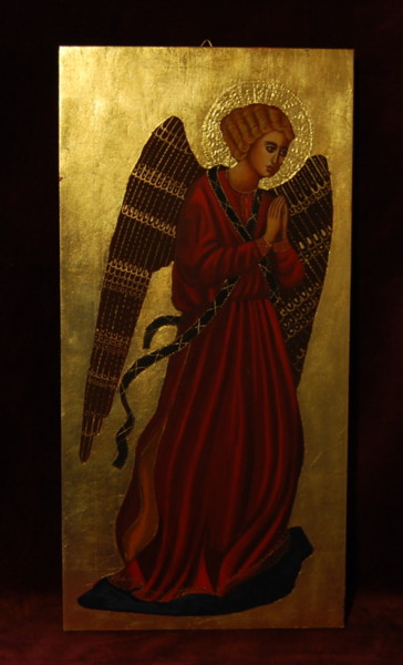 Painting titled "aniolwgfraangelico.…" by Elżbieta Borkowska, Original Artwork