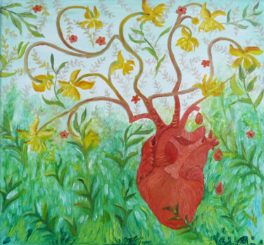 Ζωγραφική με τίτλο "Serce" από Elżbieta Goszczycka, Αυθεντικά έργα τέχνης, Λάδι