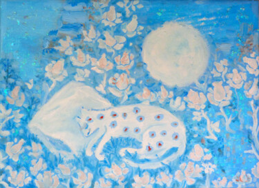 Peinture intitulée "Śpiący kot" par Elżbieta Goszczycka, Œuvre d'art originale, Huile