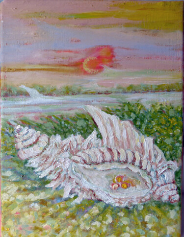 Schilderij getiteld "W trawie" door Elżbieta Goszczycka, Origineel Kunstwerk, Olie