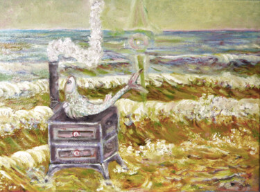 Malarstwo zatytułowany „Rybka nad morzem” autorstwa Elżbieta Goszczycka, Oryginalna praca, Olej