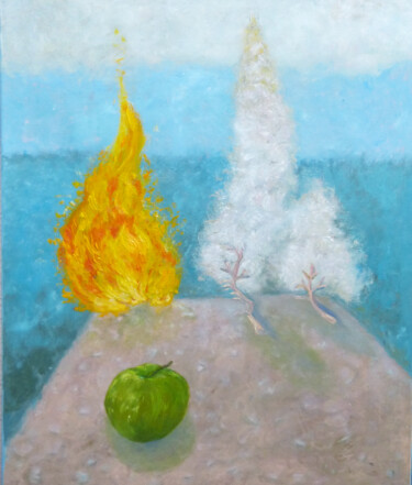 Картина под названием "Still life with fla…" - Elżbieta Goszczycka, Подлинное произведение искусства, Масло