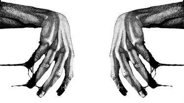 Dessin intitulée "Hands" par Elzem, Œuvre d'art originale, Encre