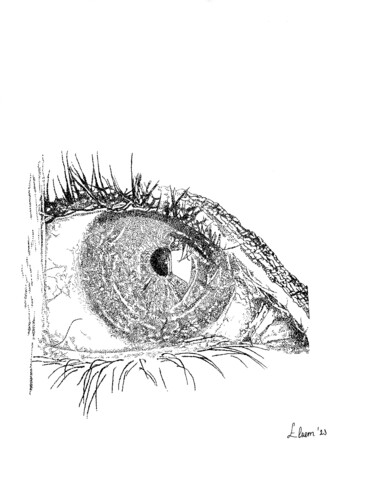 Рисунок под названием "Eye" - Elzem, Подлинное произведение искусства, Чернила