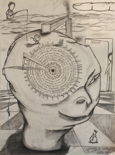 Dessin intitulée "Gravure dans le néa…" par El-Zoufri, Œuvre d'art originale, Crayon