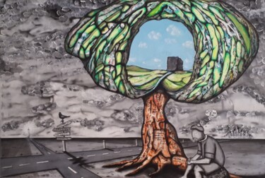 Картина под названием "La croisée des chem…" - El-Zoufri, Подлинное произведение искусства, Акрил Установлен на Деревянная п…