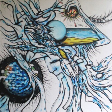 Malerei mit dem Titel "Blue pearl" von El-Zoufri, Original-Kunstwerk, Acryl
