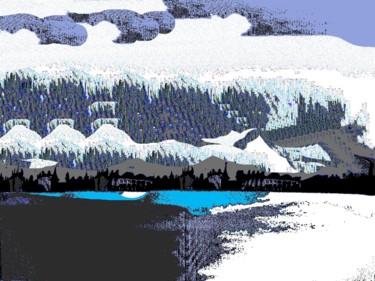 Digitale Kunst mit dem Titel "Schneelandschaft" von Emivita, Original-Kunstwerk, Digitale Malerei